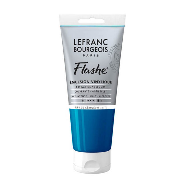 Lefranc Bourgeois - Flashe Acrylique - 80ml - Bleu de Céruléum Imitation