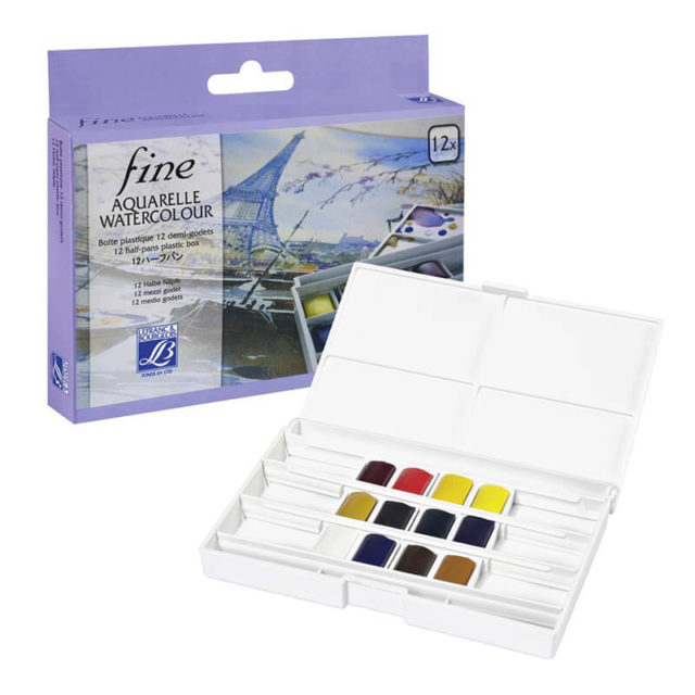 Lefranc Bourgeois - Aquarelle Fine - Boîte Plastique - 12x½ Godets