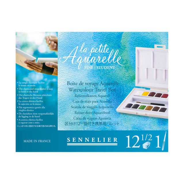 Sennelier - Aquarelle Fine - Boîte De Voyage La Petite Aquarelle - 12x½ Godets + 1 Pinceau