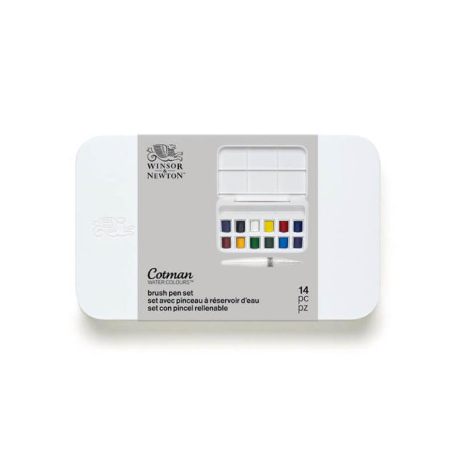 Winsor & Newton - Aquarelle Fine - Boîte Cotman - 12x½ Godets + Pinceau Réservoir