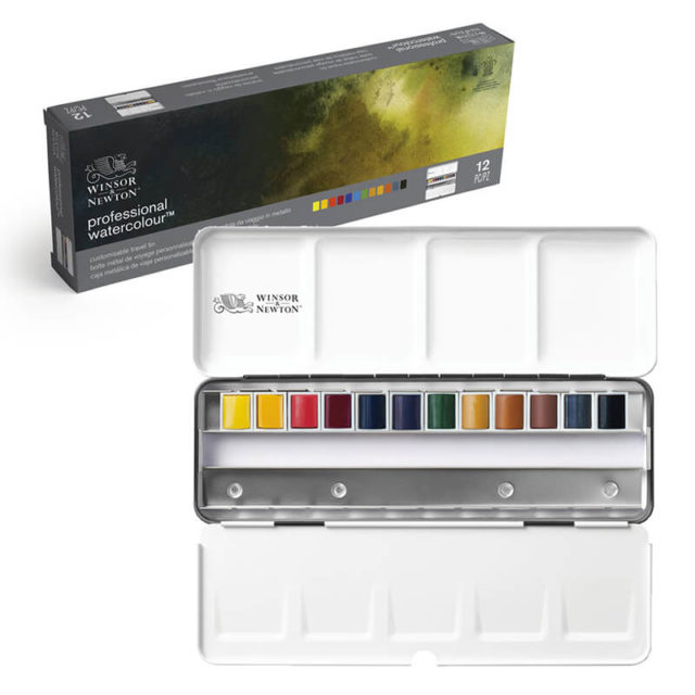 Winsor & Newton - Aquarelle Extra-Fine - Boîte de Voyage Personnalisable - 12x½ Godets